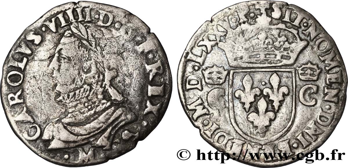 HENRI III. MONNAYAGE AU NOM DE CHARLES IX Demi-teston, 10e type 1575 Toulouse TB
