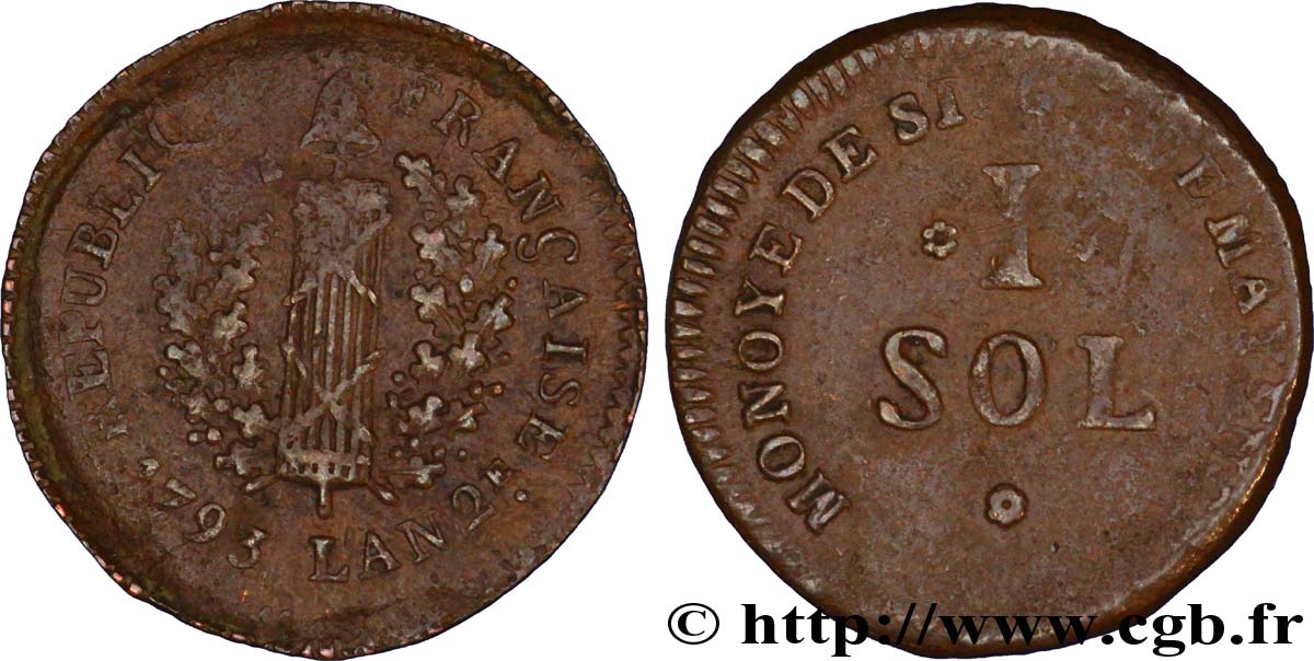 SIÈGE DE MAYENCE I Sol (siege de mayence) 1793 Mayence TTB/TB