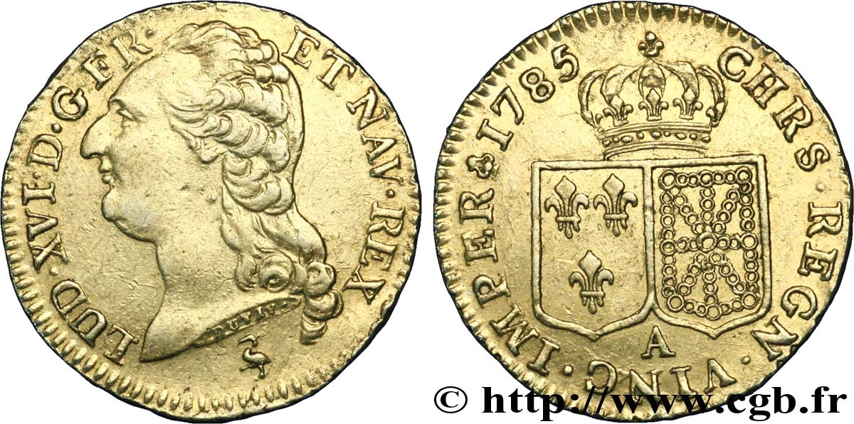 LOUIS XVI Louis d or dit  aux écus accolés , FAUX en platine doré 1785 Paris TTB/TTB+