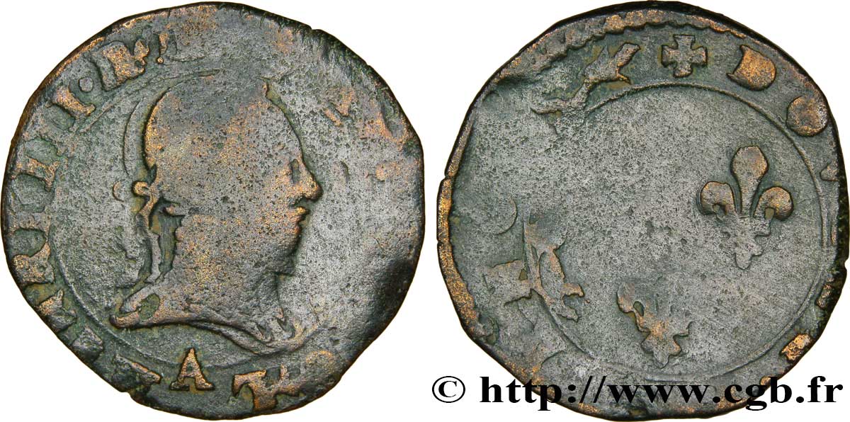 LIGUE. COINAGE AT THE NAME OF HENRY III Double tournois n.d. Paris BC