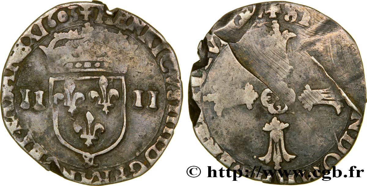HENRY IV Quart d écu, écu de face, 2e type, écu de face 1603 Aix-en-Provence B