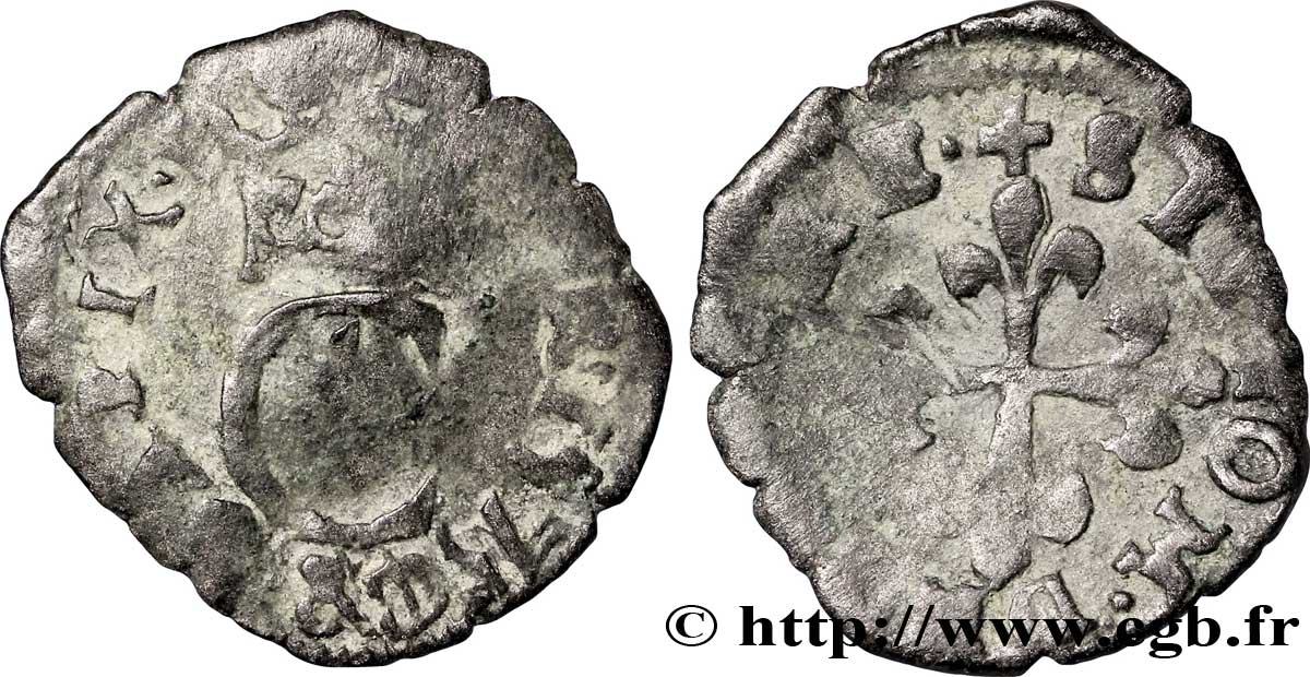 HENRY III. COINAGE IN THE NAME OF CHARLES IX Liard au C couronné, 2e émission 1575 Aix-en-Provence XF