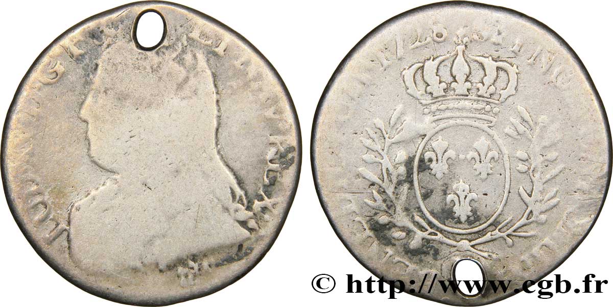 LOUIS XV DIT LE BIEN AIMÉ Cinquième d écu aux branches d olivier, buste habillé 1728 Lyon B