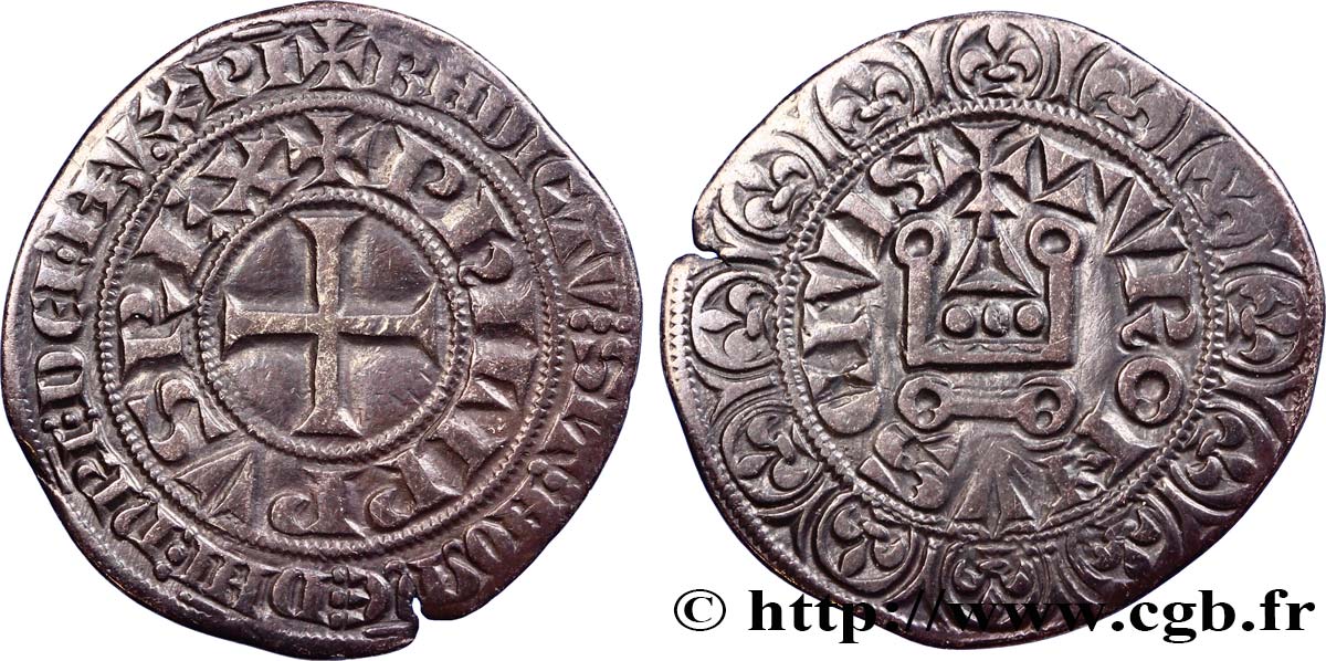 PHILIPPE III LE HARDI ET PHILIPPE IV LE BEL - MONNAYAGE COMMUN (à partir de 1280) Gros tournois à l O rond n.d. s.l. TTB