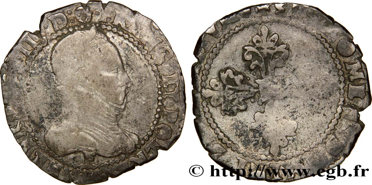 HENRY III Demi-franc au col plat 1585 ? Angers BC