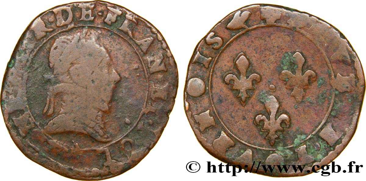 LIGUE. COINAGE AT THE NAME OF HENRY III Double tournois n.d. Paris B