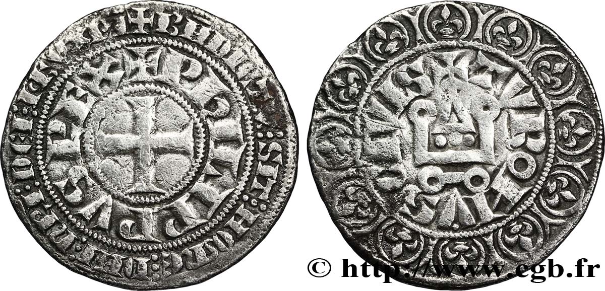 PHILIP III  THE BOLD  AND PHILIP IV  THE FAIR  Gros tournois à l O rond n.d. s.l. VF