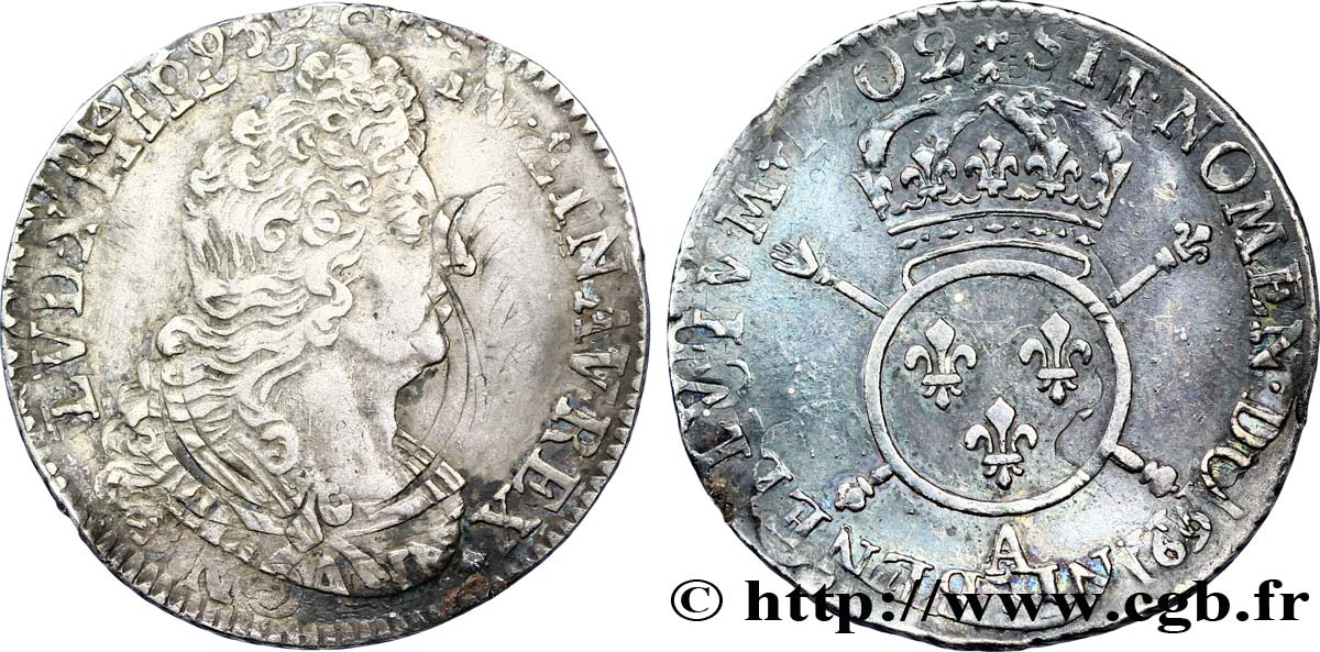 LOUIS XIV  THE SUN KING  Quart d écu aux insignes 1702 Paris fSS