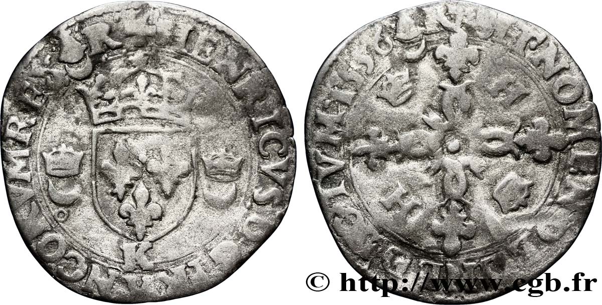 HENRI II Douzain aux croissants 1556 Bordeaux TB