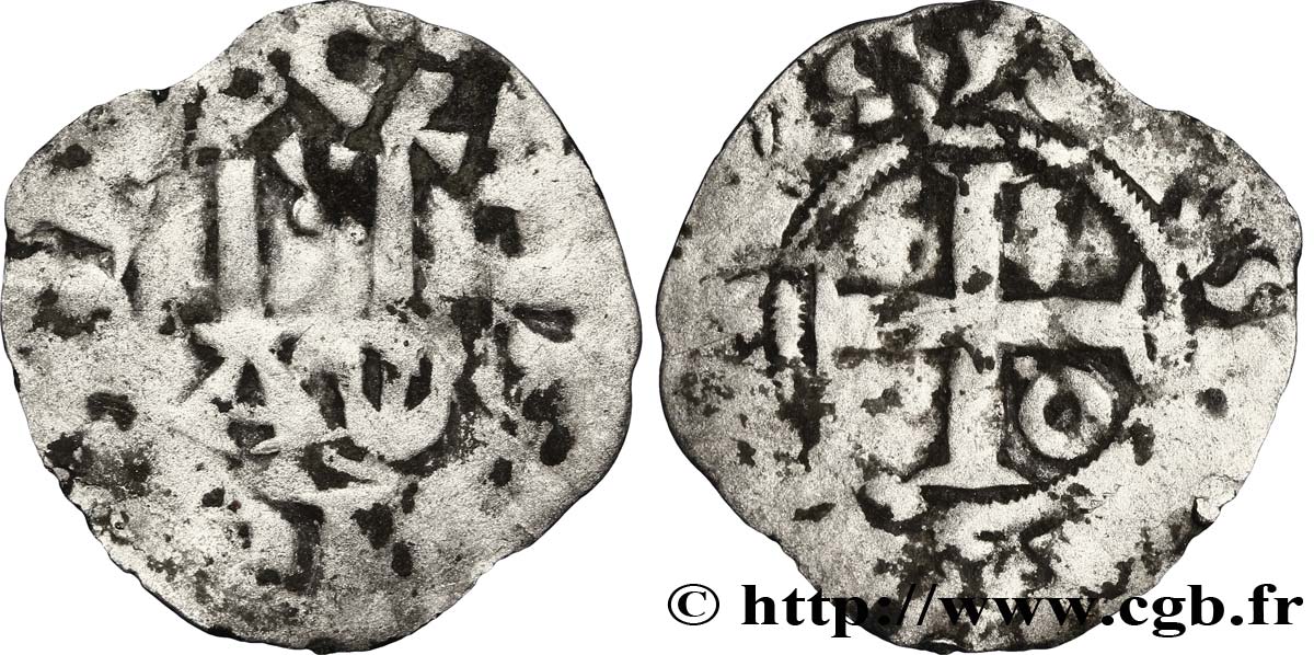 LOUIS VI THE FAT Denier, 6e type n.d. Pontoise VF