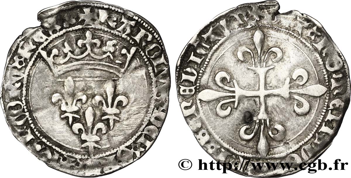 CHARLES VII LE VICTORIEUX Gros de roi dit de Jacques Cœur n.d. Lyon TB+