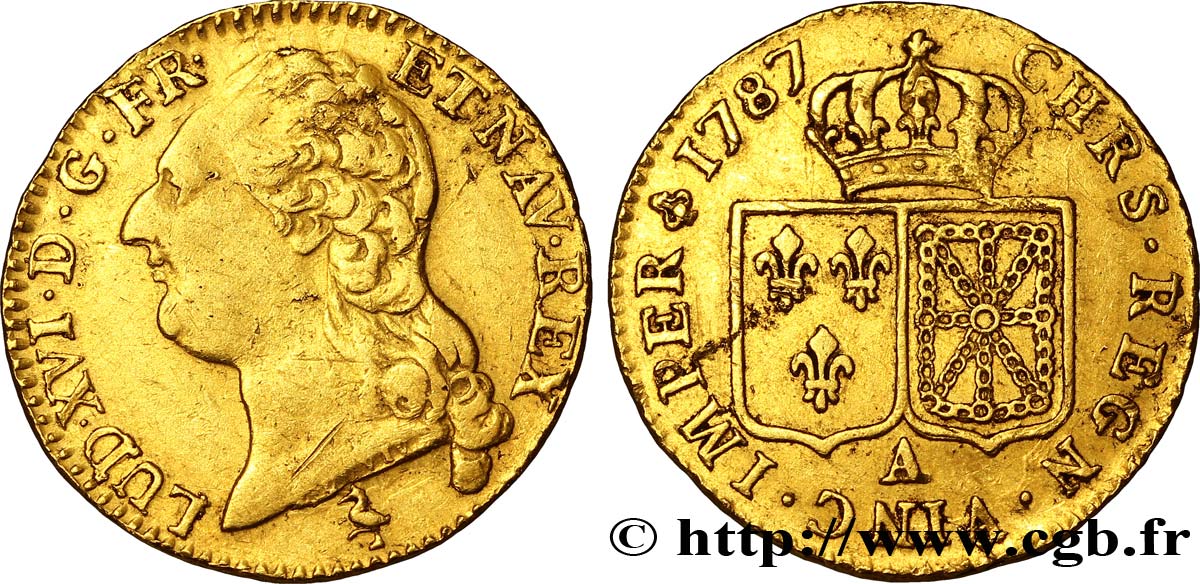 LOUIS XVI Louis d or aux écus accolés 1787 Paris TTB