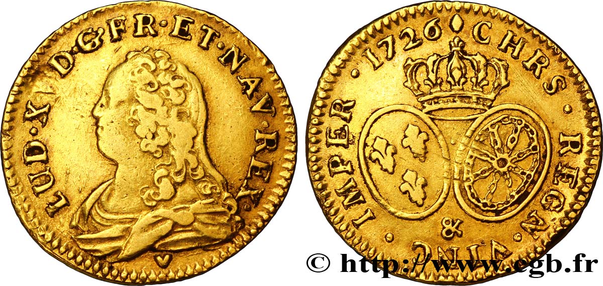 LOUIS XV DIT LE BIEN AIMÉ Louis d or aux écus ovales, buste habillé 1726 Aix-en-Provence TB+