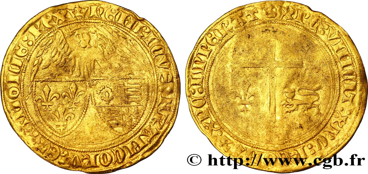 HENRY VI DE LANCASTRE - ROI DE FRANCE (1422-1453) - ROI D ANGLETERRE (1422-1461) et (1470-1471) Angelot d or 24/05/1427 Paris TB+