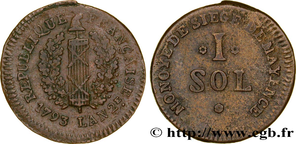SIÈGE DE MAYENCE I sol 1793 Mayence TB+