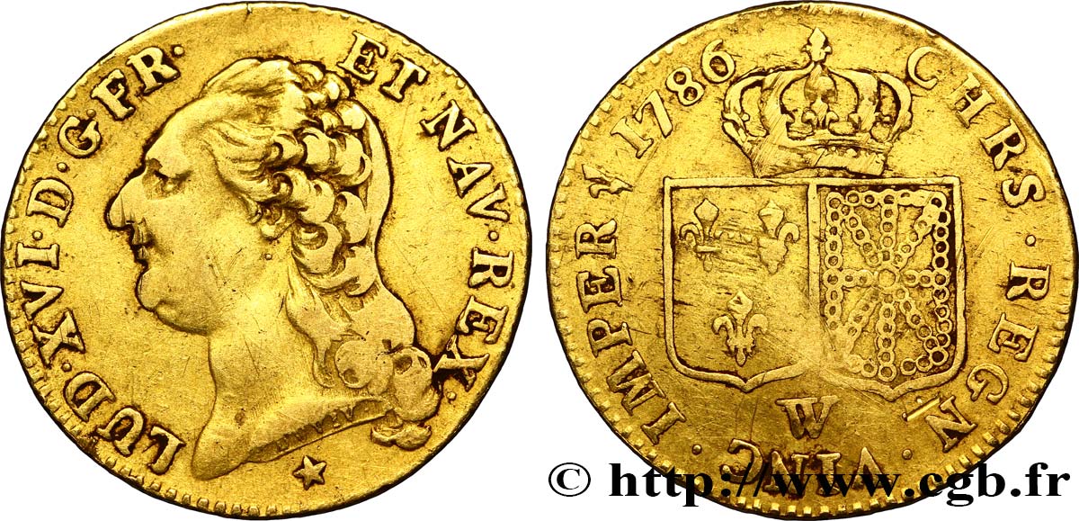 LOUIS XVI Louis d or aux écus accolés 1786 Lille VF