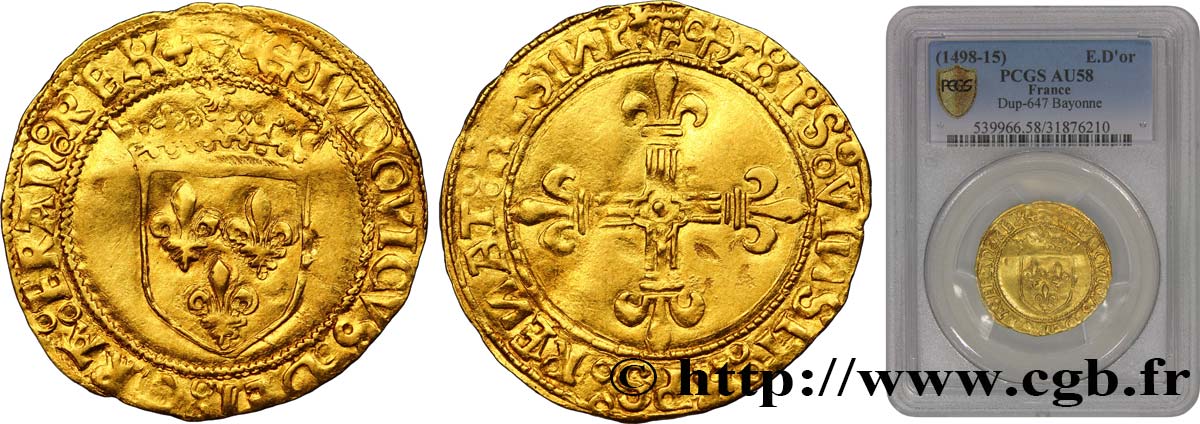 LOUIS XII, FATHER OF THE PEOPLE Écu d or au soleil, légende fautive VInSIT 25/04/1498 Bayonne AU58