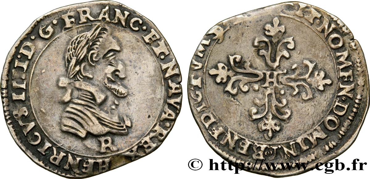 HENRI IV LE GRAND Quart de franc, type de Villeneuve 160[?] Saint-André de Villeneuve-lès-Avignon TTB+/TTB