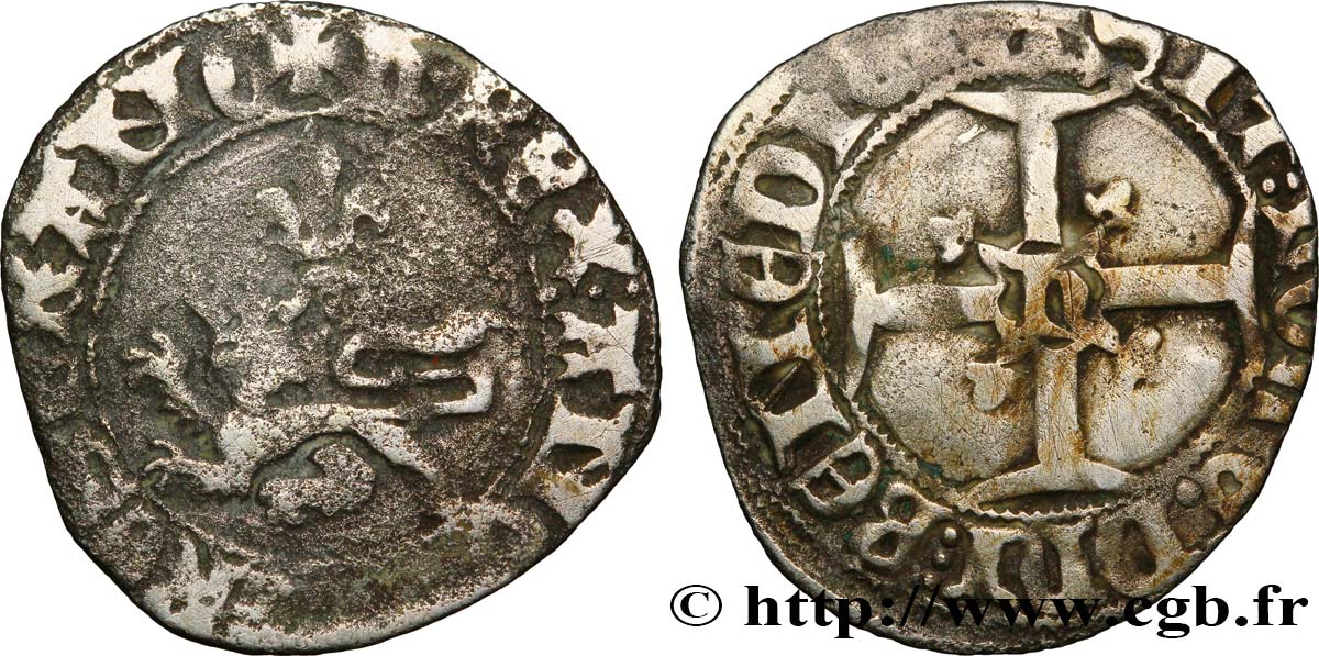 HENRY V OF LANCASTER Double tournois ou niquet dit  Léopard  30/11/1421 Rouen S/fSS
