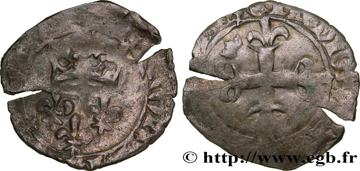 CHARLES, REGENCY - COINAGE WITH THE NAME OF CHARLES VI Gros dit  florette  n.d. Saint Pourçain q.MB