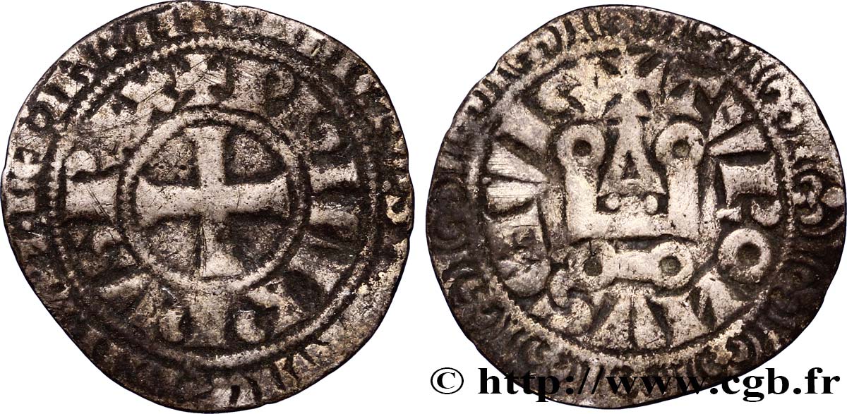 PHILIP III  THE BOLD  AND PHILIP IV  THE FAIR  Gros tournois à l O rond n.d. s.l. VF