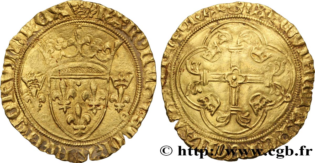 CHARLES VII LE VICTORIEUX Écu d or à la couronne ou écu neuf n.d. La Rochelle TB+