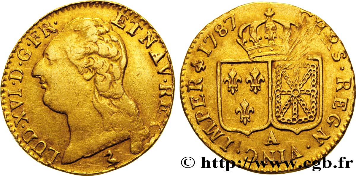 LOUIS XVI Louis d or aux écus accolés 1787 Paris TB+/TTB