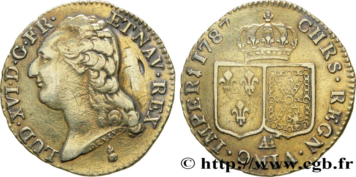 LOUIS XVI Louis d or aux écus accolés, faux 1787 Metz VF/XF