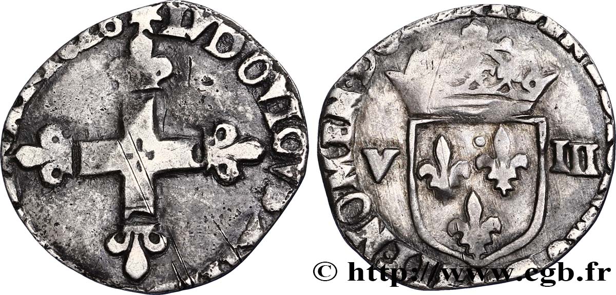 LOUIS XIII LE JUSTE Huitième d écu, à la croix fleurdelisée, titulature côté croix n.d. Bayonne B+/TB