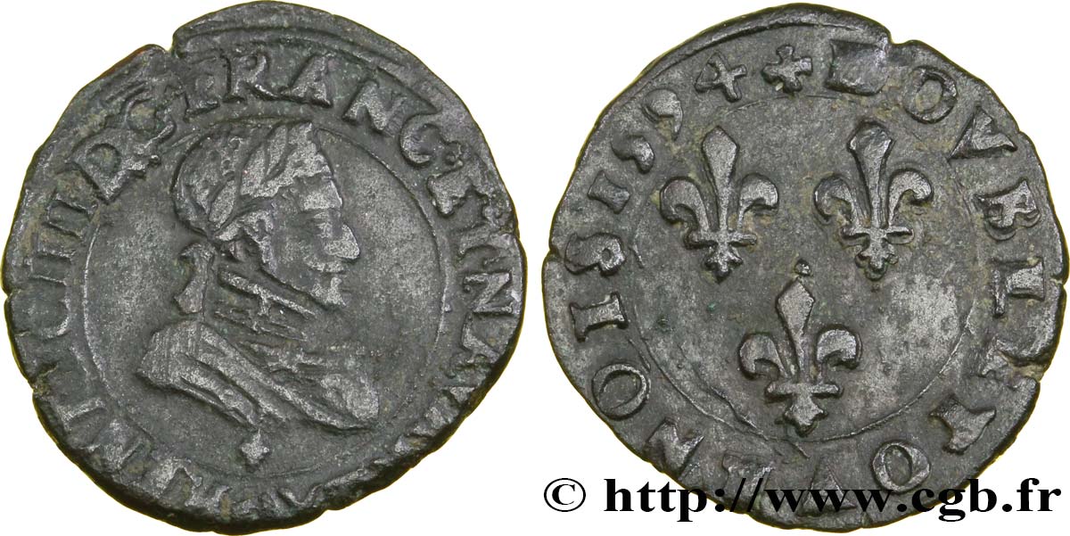 HENRY IV Double tournois, 2e type de Clermont (légende latine) 1594 Clermont-Ferrand BB