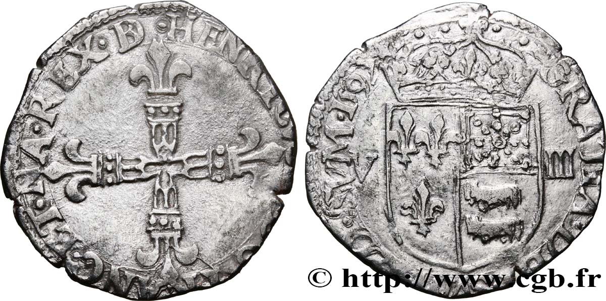 HENRI IV LE GRAND Huitième d écu de Béarn 159[7 ?] Morlaàs TTB
