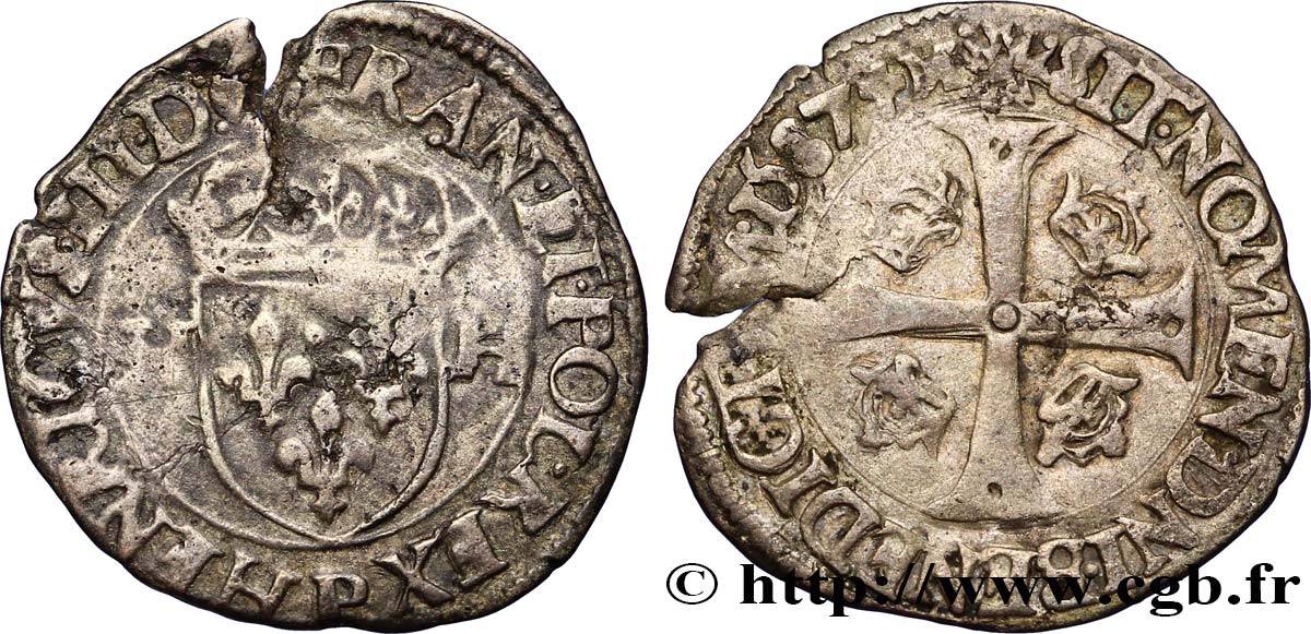 HENRY III Douzain aux deux H, 1er type 1587 Dijon BC+
