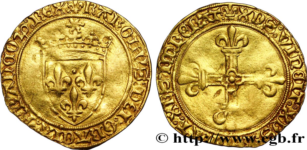 CHARLES VIII Écu d or au soleil n.d. Rouen TTB