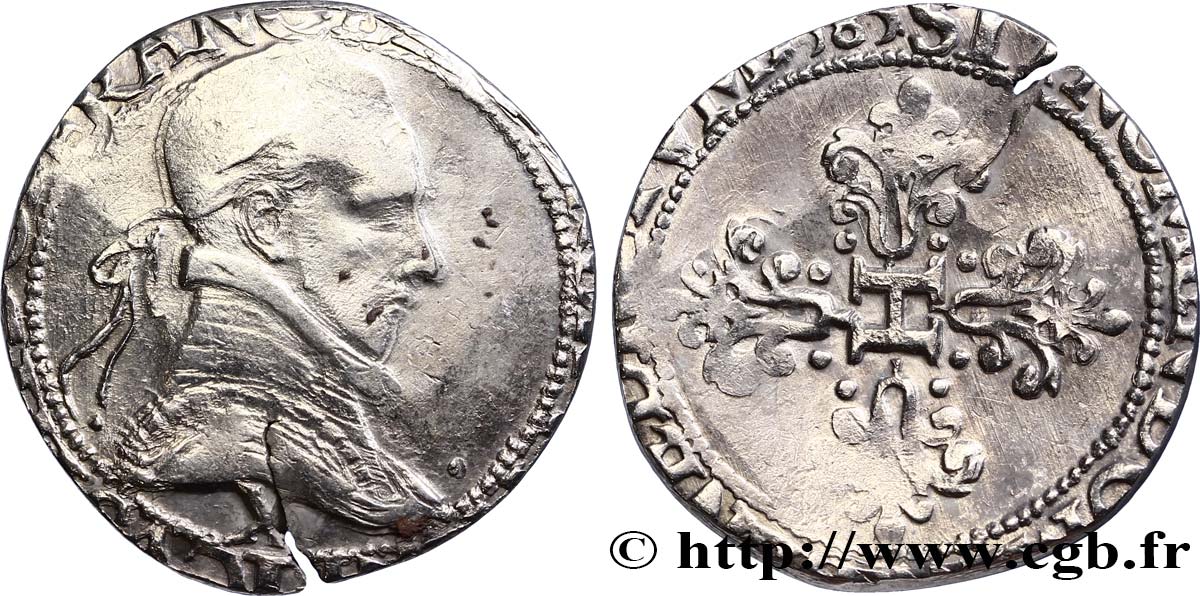 HENRI III Franc au col plat 1585 Amiens TB+