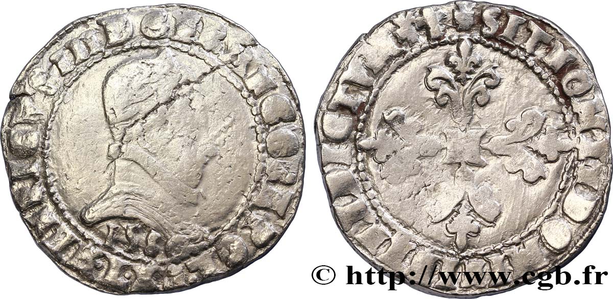 HENRY III Franc au col plat 1580 Bayonne VF
