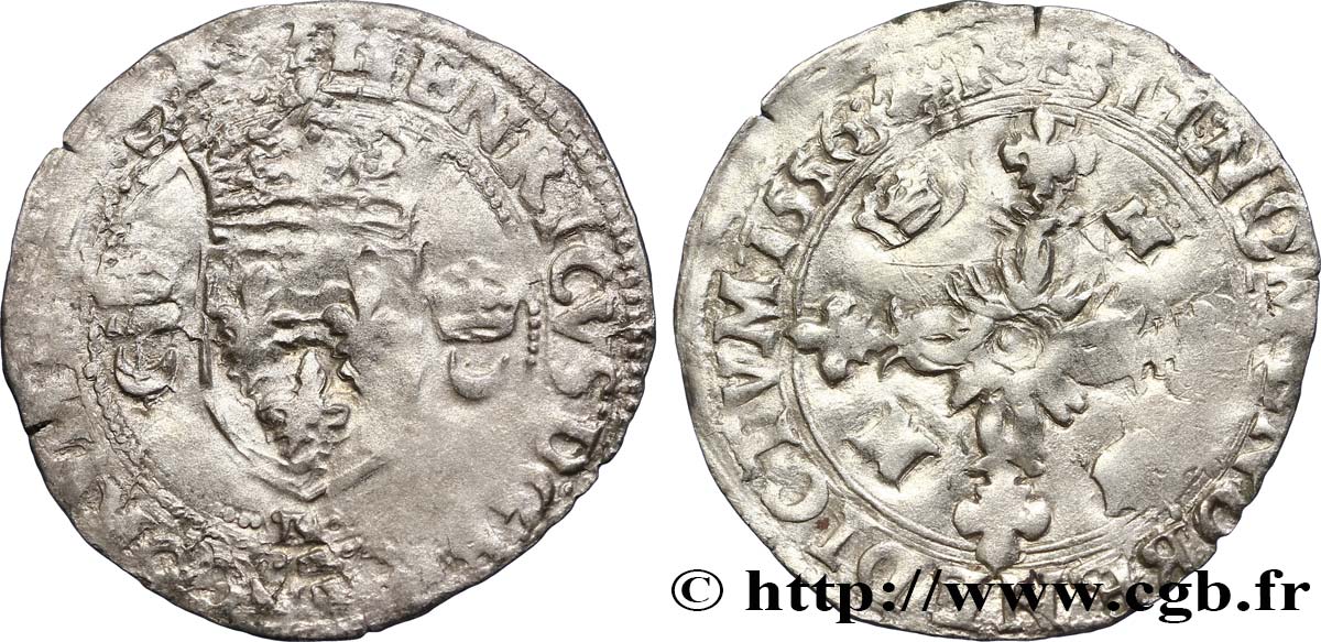 HENRI II Douzain aux croissants 1556 Bordeaux TB