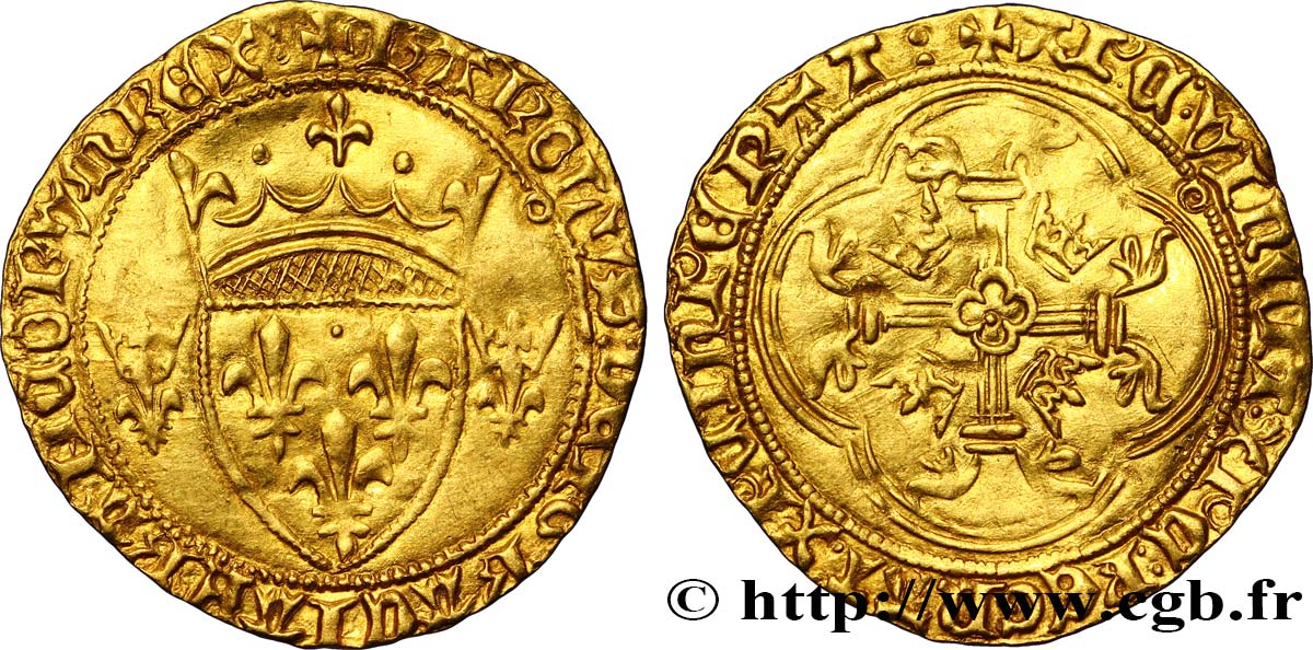 CHARLES VII  THE WELL SERVED  Écu d or à la couronne ou écu neuf 28/01/1436 Toulouse MBC+