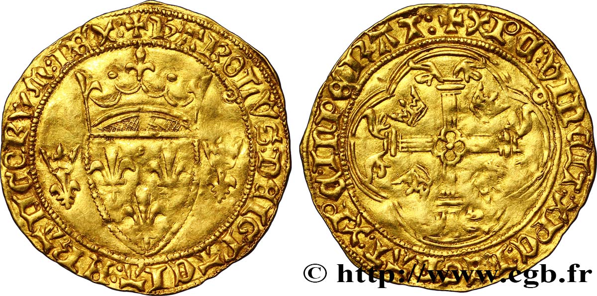 CHARLES VII LE BIEN SERVI / THE WELL-SERVED Écu d or à la couronne ou écu neuf 28/01/1436 Toulouse XF