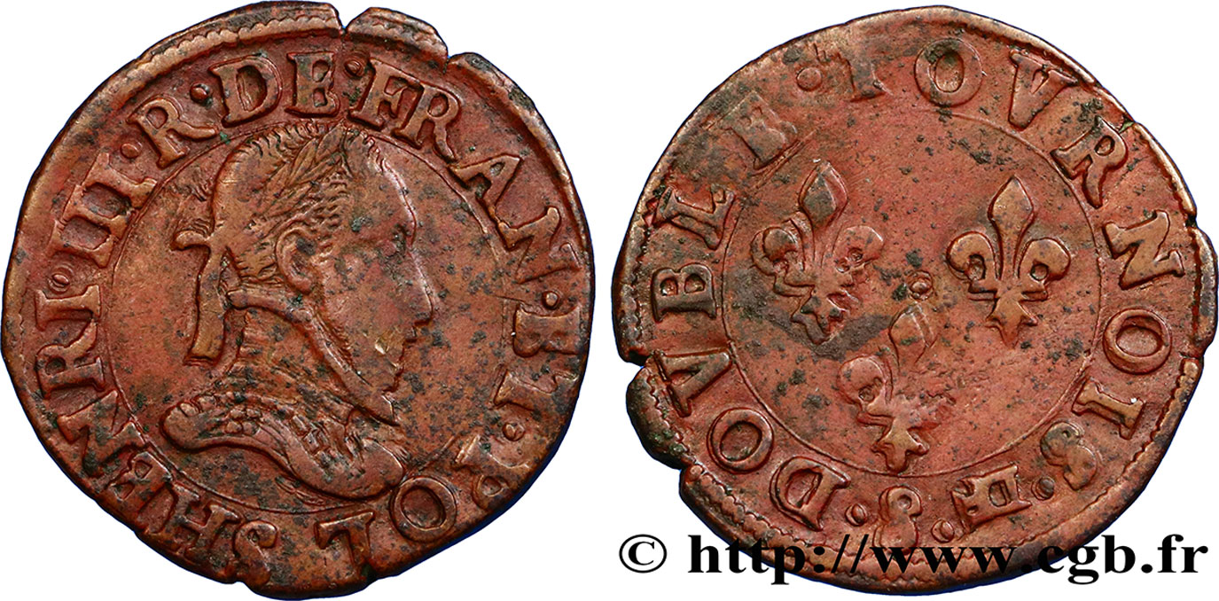 HENRY III Double tournois, type de Troyes n.d. Troyes XF/VF