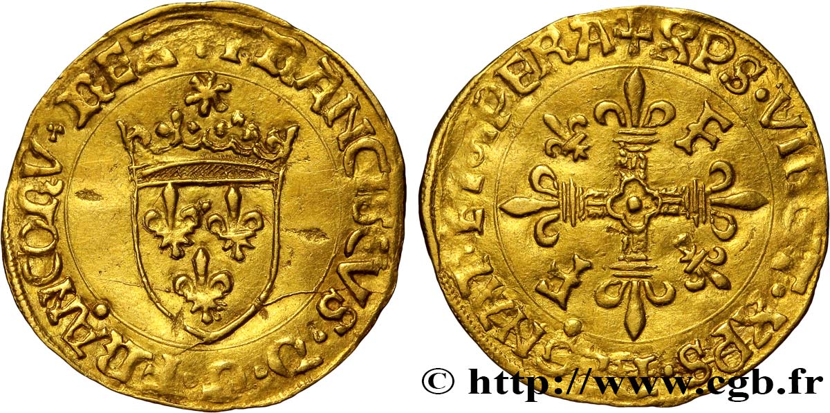 FRANCIS I Demi-écu d or au soleil, 5e type 21/07/1519 Rouen AU