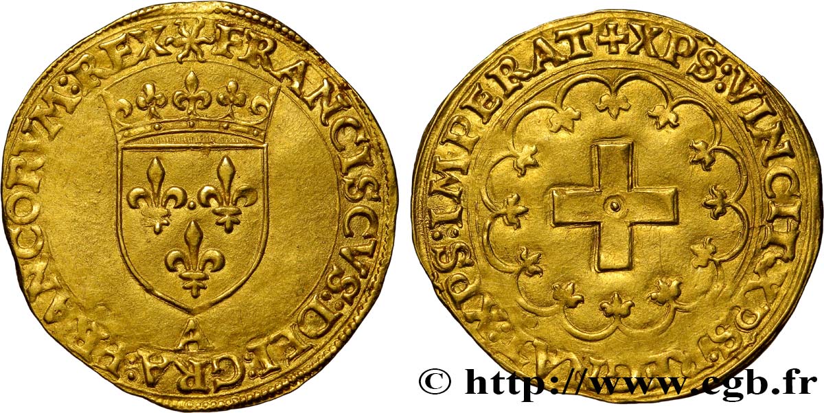 FRANCIS I Écu d or à la croisette, 1er type 19/03/1541 Paris AU