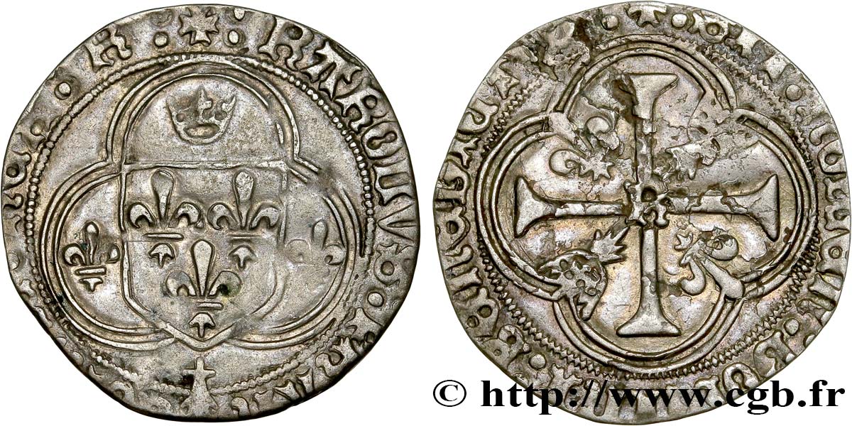 CHARLES VIII Blanc à la couronne de Bretagne après 1491 Rennes TTB