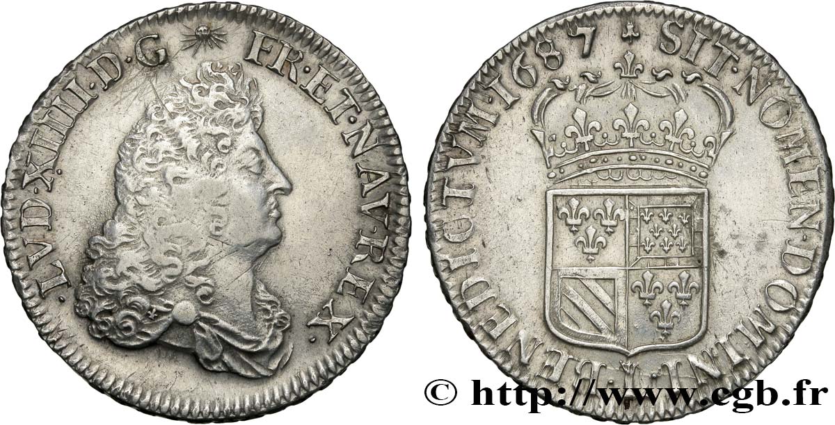 LOUIS XIV  THE SUN KING  Demi-écu de Flandre 1687 Lille q.SPL/SPL