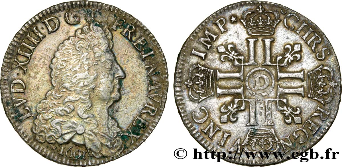 LOUIS XIV  THE SUN KING  Écu aux huit L, 1er type 1691 Lyon BB/q.SPL