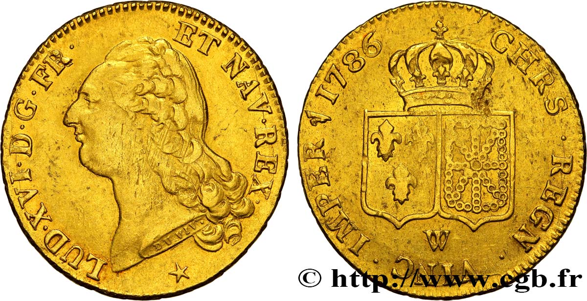 LOUIS XVI Double louis d’or aux écus accolés 1786 Lille TTB