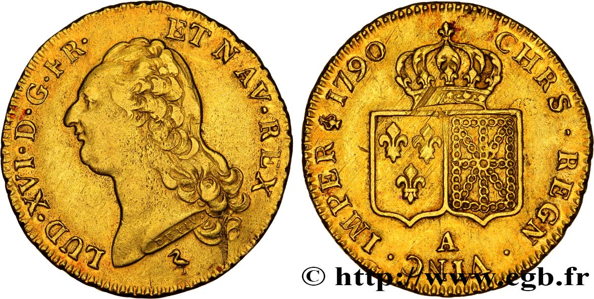 LOUIS XVI Double louis d’or aux écus accolés 1790 Paris TTB+