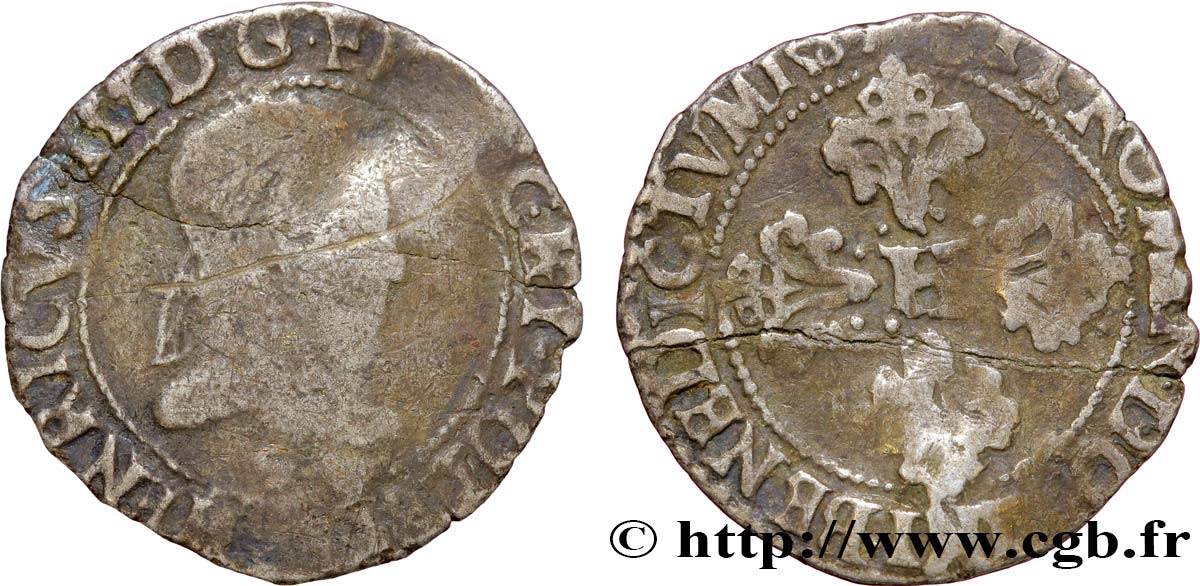 HENRI III Quart de franc au col plat 1587 s.l. TB