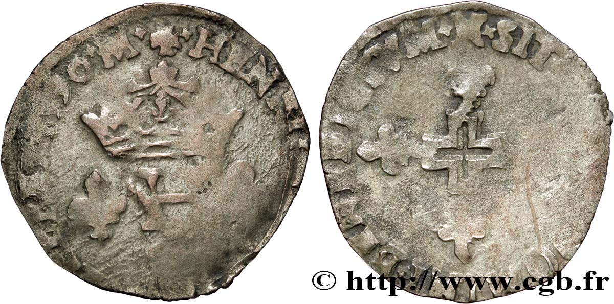 LIGUE. COINAGE AT THE NAME OF HENRY III Double sol parisis, 2e type 1590 Montpellier F