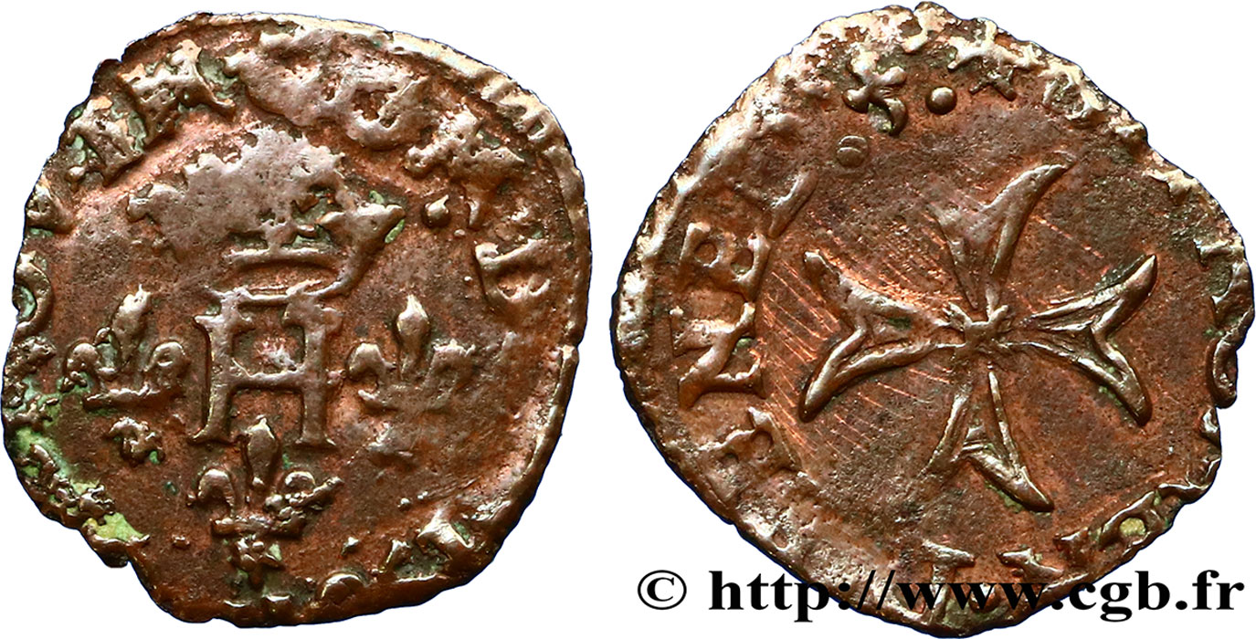 ITALIE - PIÉMONT - COMTÉ DE DÉCIANE (DESANA) - DAUPHIN TIZZONE Liard à l H couronnée n.d. Desana B+
