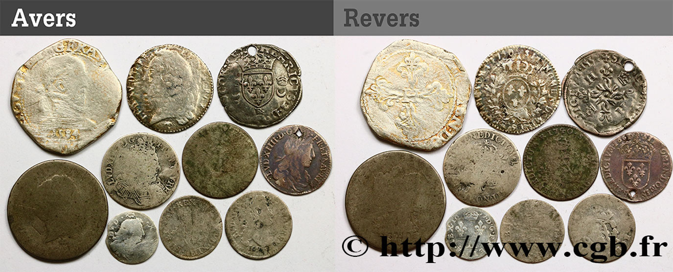 LOTES Lot de 10 monnaies royales en argent n.d. s.l. RC